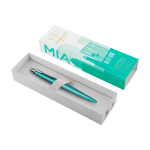 Caneta de metal Parker Jotter SE Global Icons tinta azul cor turquesa segunda vista frontal