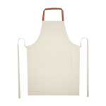 Avental de algodão reciclado com fita de pescoço colorida 200 g/m2 cor salmão segunda vista frontal