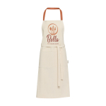 Avental de algodão reciclado com fita de pescoço colorida 200 g/m2 cor salmão vista impressão serigrafia