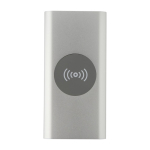 Bateria externa sem fios de alumínio reciclado 8.000 mAh cor prateado segunda vista frontal