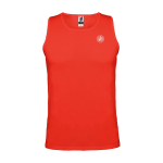 T-shirt desportiva infantil, etiqueta amovível 140 g/m2 Roly cor vermelho vista impressão serigrafia