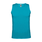 T-shirt desportiva infantil, etiqueta amovível 140 g/m2 Roly cor turquesa