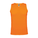T-shirt desportiva infantil, etiqueta amovível 140 g/m2 Roly cor cor-de-laranja fluorescente