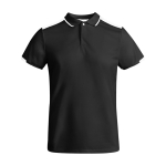 Polo desportivo infantil de poliéster, manga curta 140 g/m2 Roly cor branco/preto