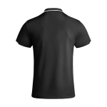 Polo desportivo infantil de poliéster, manga curta 140 g/m2 Roly cor branco/preto segunda vista traseira
