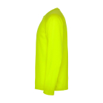 T-shirt técnica desportiva infantil manga comprida 150 g/m2 Roly cor amarelo fluorescente vista lateral