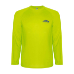 T-shirt técnica desportiva infantil manga comprida 150 g/m2 Roly cor amarelo fluorescente vista impressão serigrafia