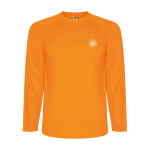 T-shirt técnica desportiva infantil manga comprida 150 g/m2 Roly cor cor-de-laranja fluorescente vista impressão serigrafia