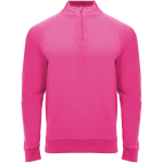 Camisola infantil manga comprida, fecho de correr curto 200 g/m2 Roly cor rosa fluorescente