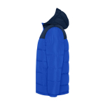 Casaco acolchoado infantil de poliéster com punhos elásticos Roly cor azul real vista lateral