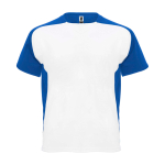 T-shirt sport bicolor infantil manga curta 140 g/m2 Roly Bugatti cor branco/azul