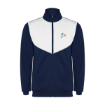 Fato de treino infantil, poliéster, cor a condizer 225 g/m2 Roly cor branco vista impressão serigrafia