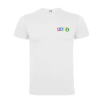 T-shirt infantil, manga curta, algodão de malha 165 g/m2 Roly cor branco vista impressão serigrafia