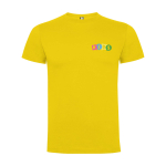 T-shirt infantil, manga curta, algodão de malha 165 g/m2 Roly cor amarelo vista impressão serigrafia
