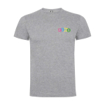 T-shirt infantil, manga curta, algodão de malha 165 g/m2 Roly cor cinzento-claro mesclado vista impressão serigrafia