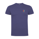 T-shirt infantil, manga curta, algodão de malha 165 g/m2 Roly cor azul ganga vista impressão serigrafia