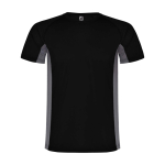 T-shirt desportiva infantil bicolor de poliéster 140 g/m2 Roly cor preto