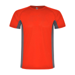 T-shirt desportiva infantil bicolor de poliéster 140 g/m2 Roly cor vermelho