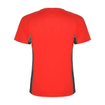 T-shirt desportiva infantil bicolor de poliéster 140 g/m2 Roly cor vermelho segunda vista traseira