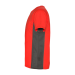 T-shirt desportiva infantil bicolor de poliéster 140 g/m2 Roly cor vermelho vista lateral
