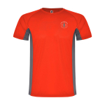 T-shirt desportiva infantil bicolor de poliéster 140 g/m2 Roly cor vermelho vista impressão serigrafia