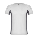 T-shirt desportiva infantil bicolor de poliéster 140 g/m2 Roly cor branco