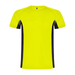T-shirt desportiva infantil bicolor de poliéster 140 g/m2 Roly cor amarelo