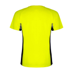T-shirt desportiva infantil bicolor de poliéster 140 g/m2 Roly cor amarelo segunda vista traseira