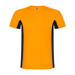 T-shirt desportiva infantil bicolor de poliéster 140 g/m2 Roly cor cor-de-laranja