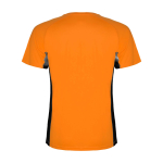 T-shirt desportiva infantil bicolor de poliéster 140 g/m2 Roly cor cor-de-laranja segunda vista traseira