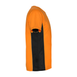 T-shirt desportiva infantil bicolor de poliéster 140 g/m2 Roly cor cor-de-laranja segunda vista com lateral