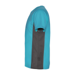 T-shirt desportiva infantil bicolor de poliéster 140 g/m2 Roly cor turquesa vista lateral