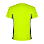 T-shirt desportiva infantil bicolor de poliéster 140 g/m2 Roly cor verde fluorescente segunda vista traseira