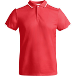 Polo poliéster de manga curta para homem bicolor 140 g/m2 Roly cor vermelho