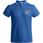 Polo poliéster de manga curta para homem bicolor 140 g/m2 Roly cor azul real vista impressão serigrafia