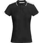 Polo de poliéster de manga curta para mulher bicolor 140 g/m2 Roly cor preto