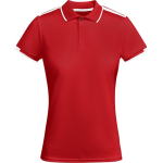 Polo de poliéster de manga curta para mulher bicolor 140 g/m2 Roly cor vermelho