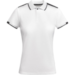 Polo de poliéster de manga curta para mulher bicolor 140 g/m2 Roly cor branco