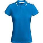 Polo de poliéster de manga curta para mulher bicolor 140 g/m2 Roly cor azul real