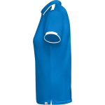 Polo de poliéster de manga curta para mulher bicolor 140 g/m2 Roly cor azul real vista lateral