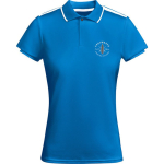 Polo de poliéster de manga curta para mulher bicolor 140 g/m2 Roly cor azul real vista impressão serigrafia