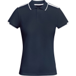 Polo de poliéster de manga curta para mulher bicolor 140 g/m2 Roly cor azul-marinho