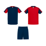 Conjunto desportivo unissexo, poliéster, 2 t-shirts 140 g/m2 Roly cor vermelho