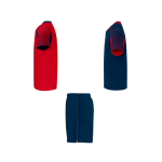 Conjunto desportivo unissexo, poliéster, 2 t-shirts 140 g/m2 Roly cor vermelho vista lateral