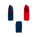 Conjunto desportivo unissexo, poliéster, 2 t-shirts 140 g/m2 Roly cor vermelho segunda vista com lateral