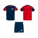 Conjunto desportivo unissexo, poliéster, 2 t-shirts 140 g/m2 Roly cor vermelho vista impressão serigrafia