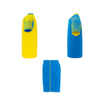 Conjunto desportivo unissexo, poliéster, 2 t-shirts 140 g/m2 Roly cor amarelo vista lateral