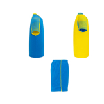 Conjunto desportivo unissexo, poliéster, 2 t-shirts 140 g/m2 Roly cor amarelo segunda vista com lateral