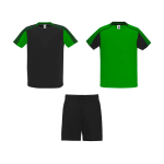 Conjunto desportivo unissexo, poliéster, 2 t-shirts 140 g/m2 Roly cor verde