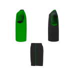 Conjunto desportivo unissexo, poliéster, 2 t-shirts 140 g/m2 Roly cor verde vista lateral